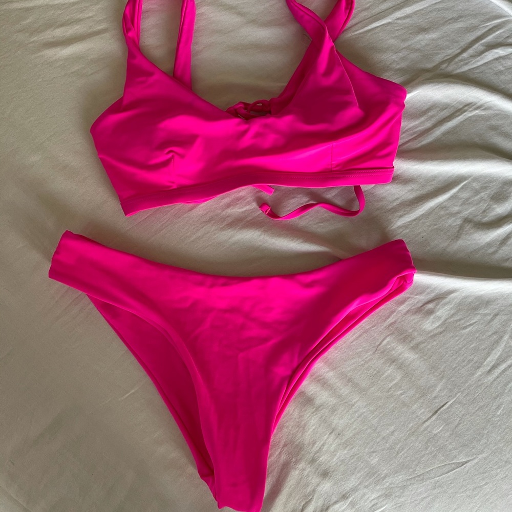 shein hot pink bikini